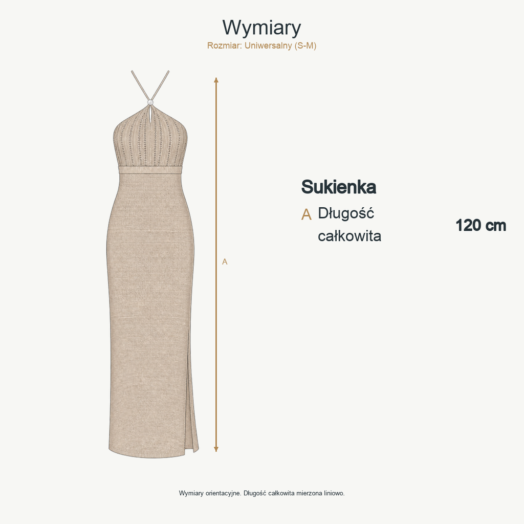 Ciemny beż — wymiary produktu | Rozmiar: Uniwersalny (S-M)
