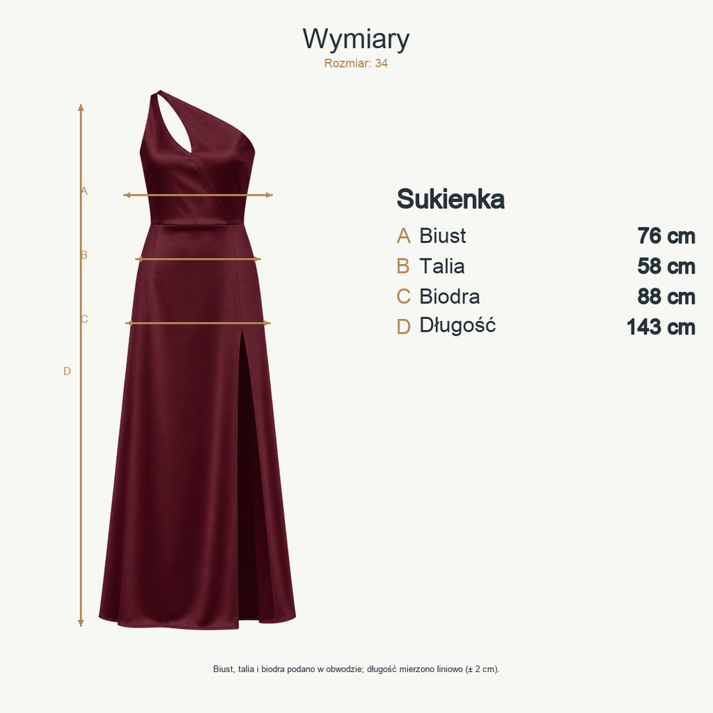 Bordowy — wymiary produktu | Rozmiar: 34