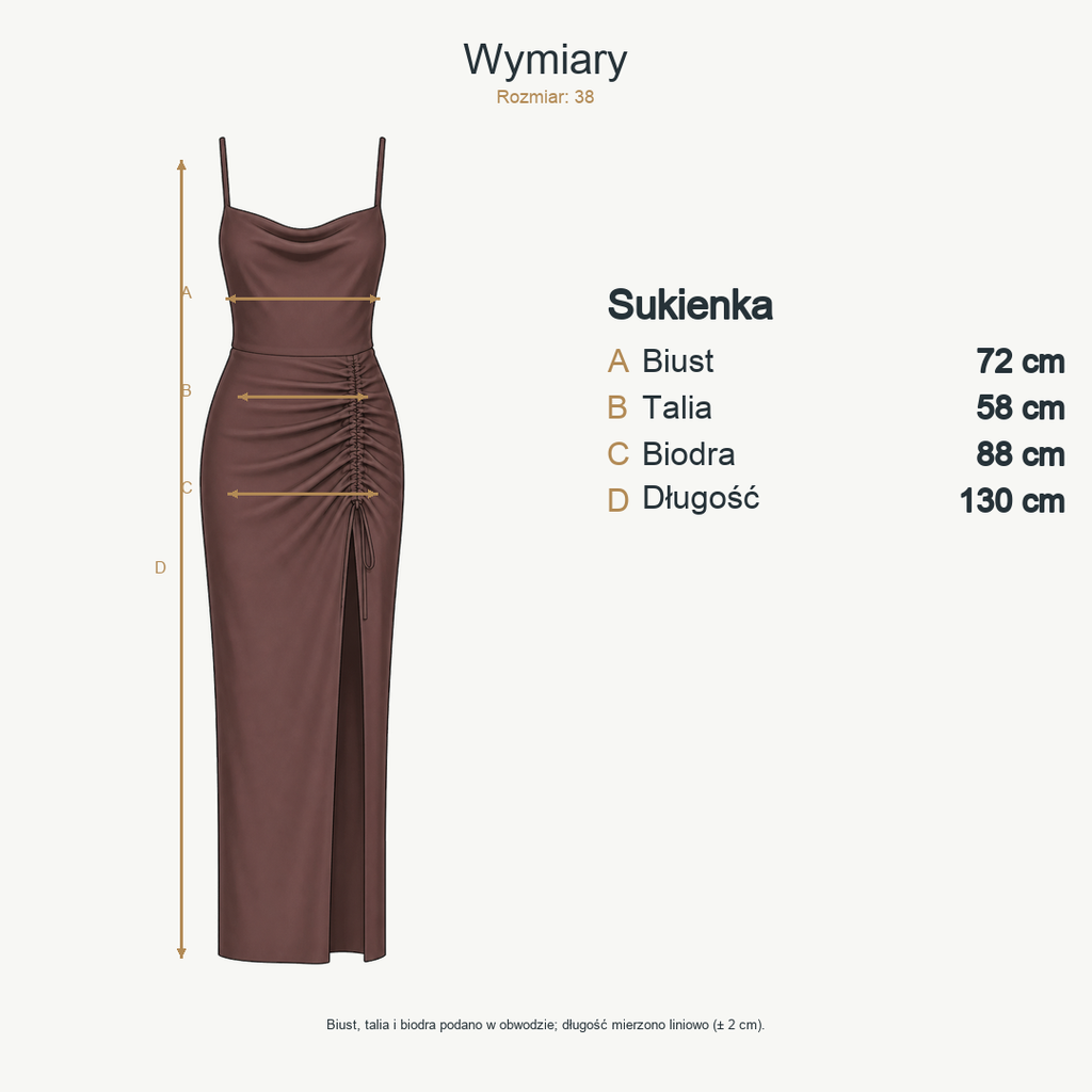 Ciemny brąz — wymiary produktu | Rozmiar: 38
