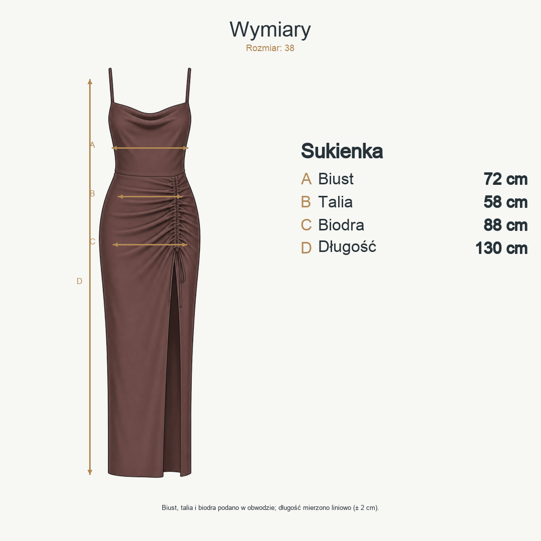 Ciemny brąz — wymiary produktu | Rozmiar: 38