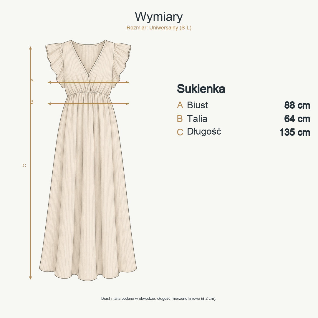 Jasny beż — wymiary produktu | Rozmiar: Uniwersalny (S-L)