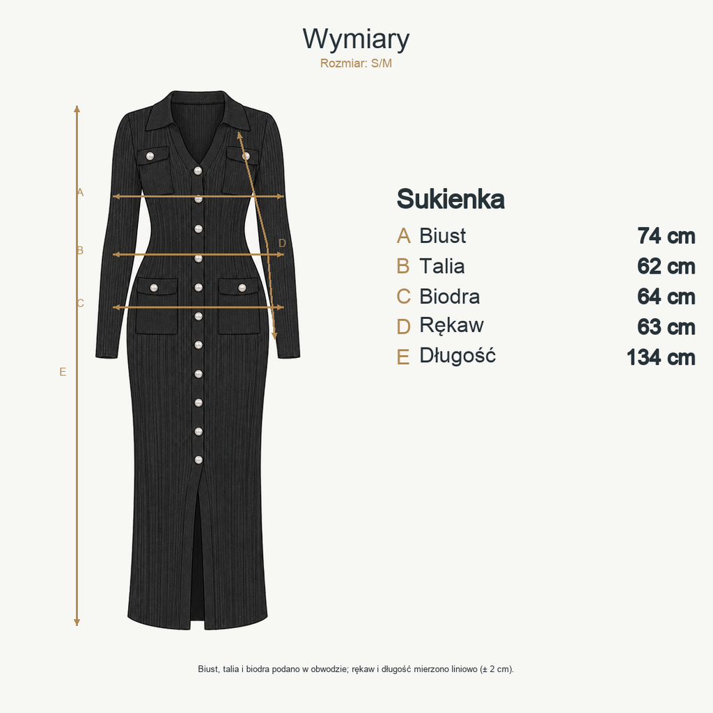 Czarny — wymiary produktu | Rozmiar: S/M