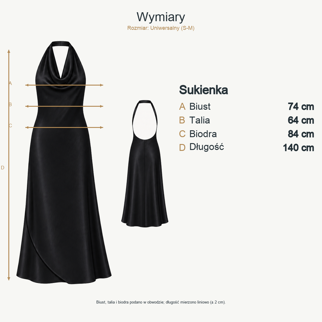 Czarny — wymiary produktu | Rozmiar: Uniwersalny (S-M)
