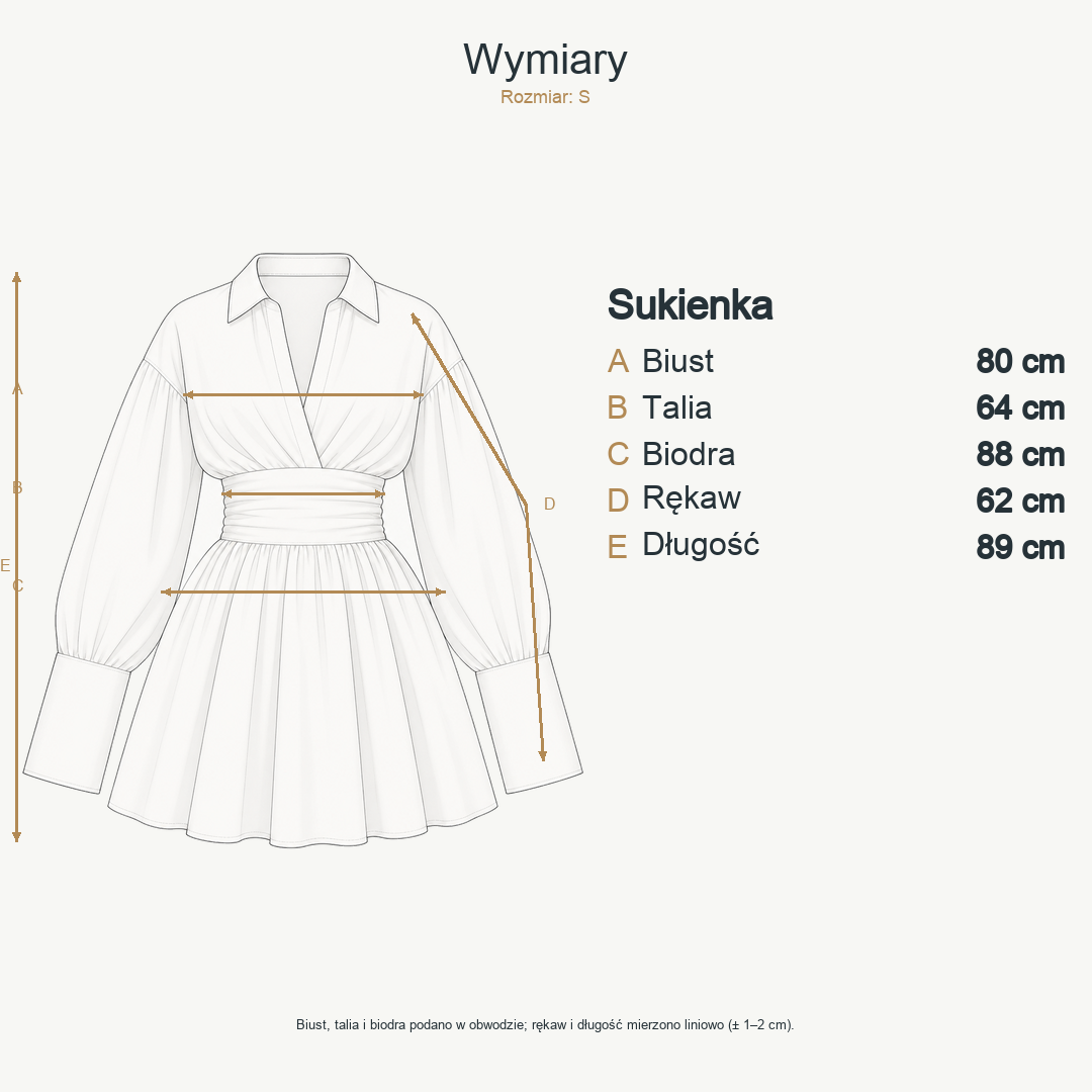 Biały — wymiary produktu | Rozmiar: S