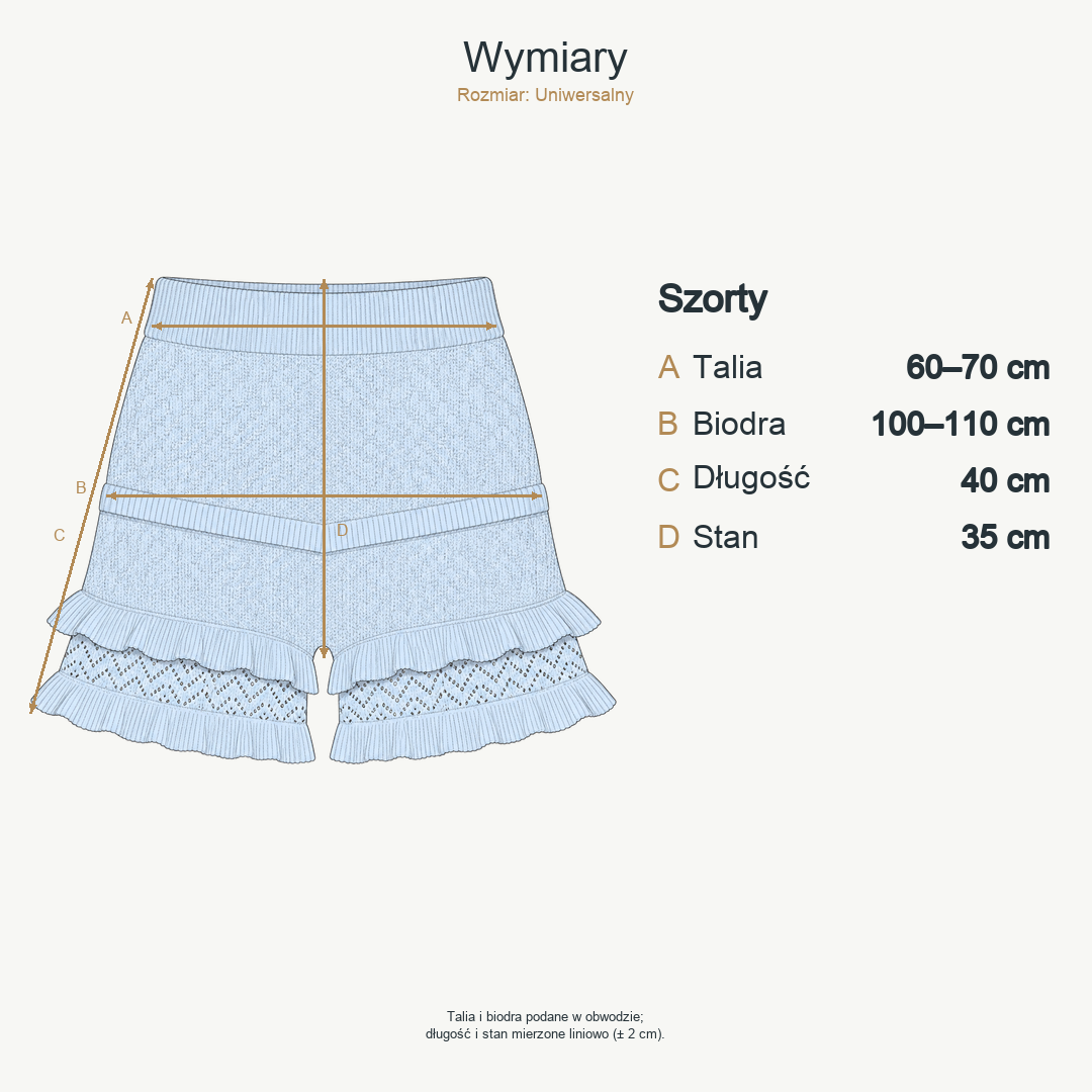 Błękitny — wymiary produktu | Rozmiar: Uniwersalny