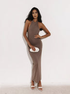 Mokka sukienka maxi halter, ujęcie 2
