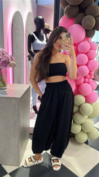 Czarny top bandeau, przód