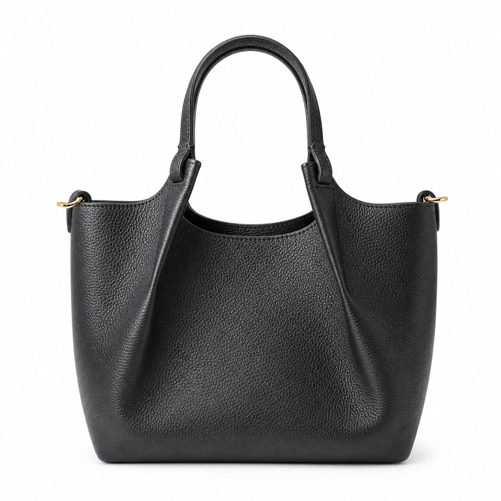 Czarny torebka shopper z organizerem, packshot