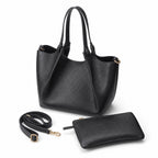 Czarny torebka shopper z organizerem, pasek i organizer