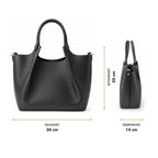 Czarny torebka shopper z organizerem, wymiary
