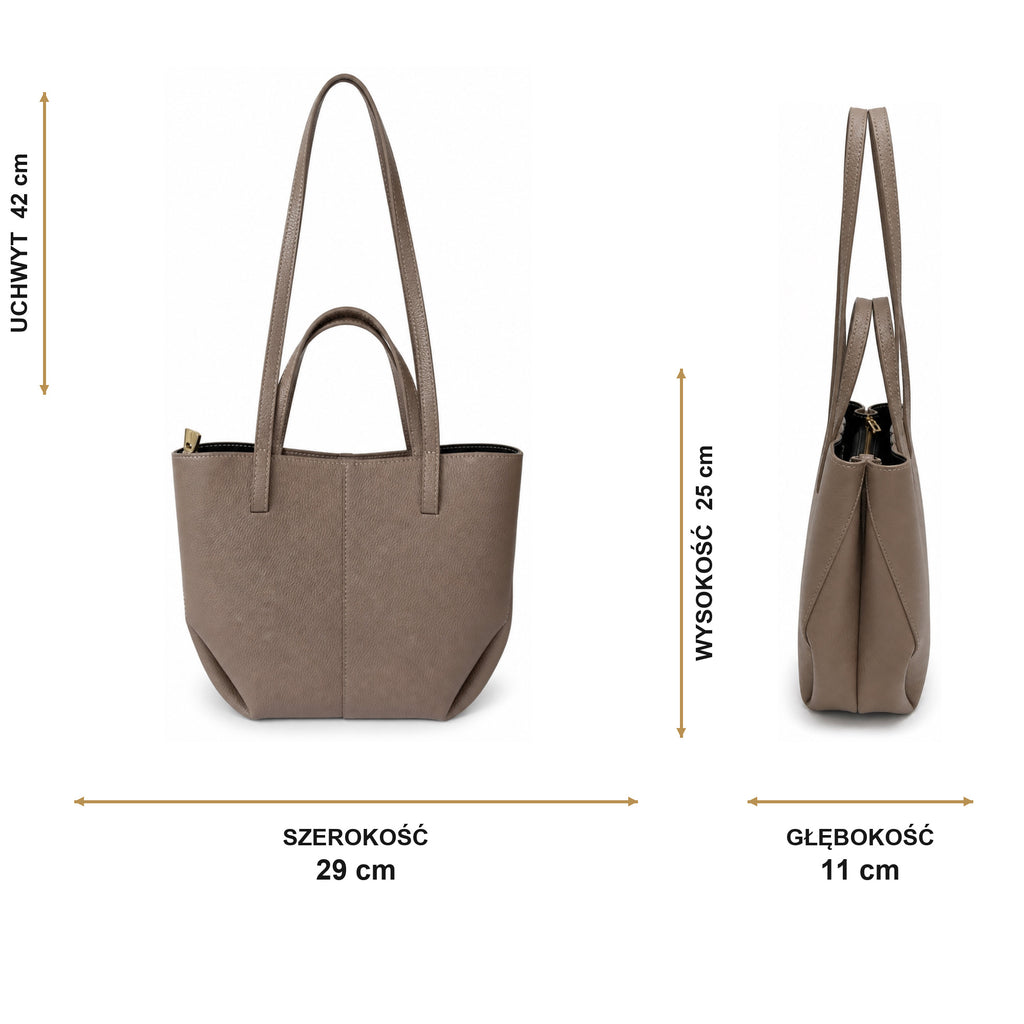 Cappuccino torebka shopper z organizerem, wymiary