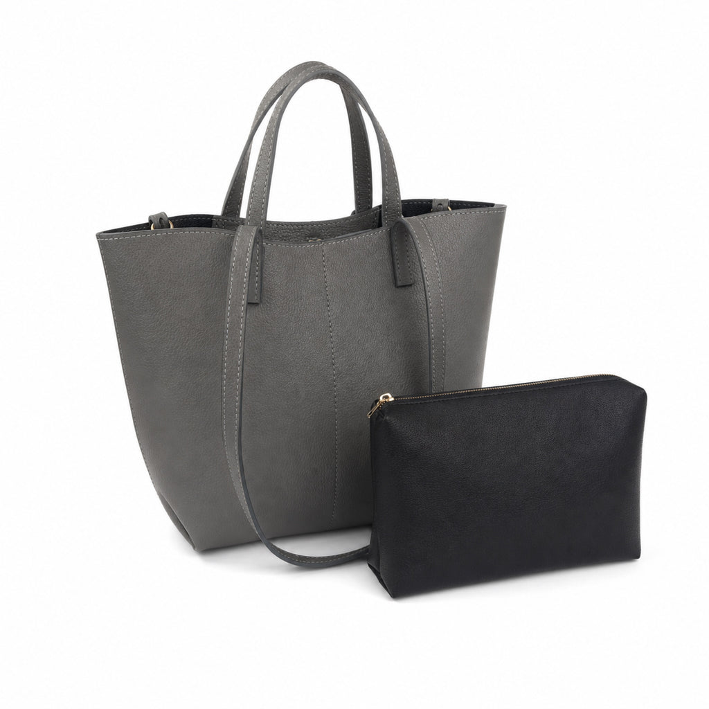 Popielaty szary torebka shopper z organizerem, wyjmowany organizer