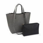 Popielaty szary torebka shopper z organizerem, wyjmowany organizer