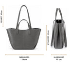 Popielaty szary torebka shopper z organizerem, wymiary