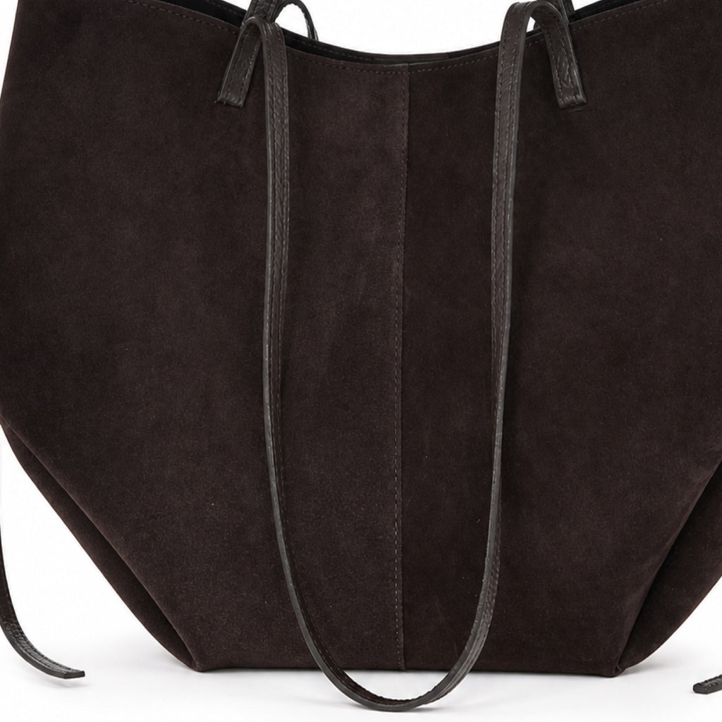 Czekoladowy torebka shopper XL, faktura i przeszycia