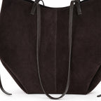 Czekoladowy torebka shopper XL, faktura i przeszycia