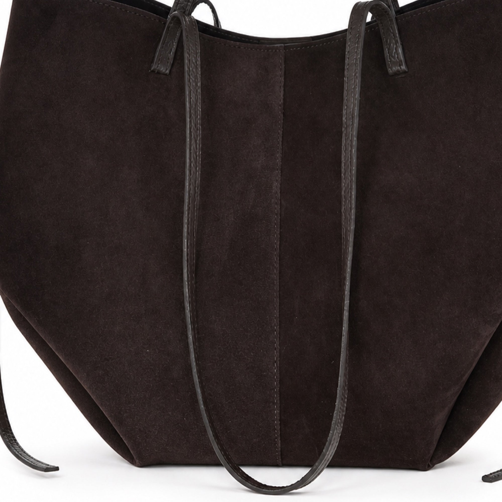 Czekoladowy torebka shopper XL, faktura i przeszycia