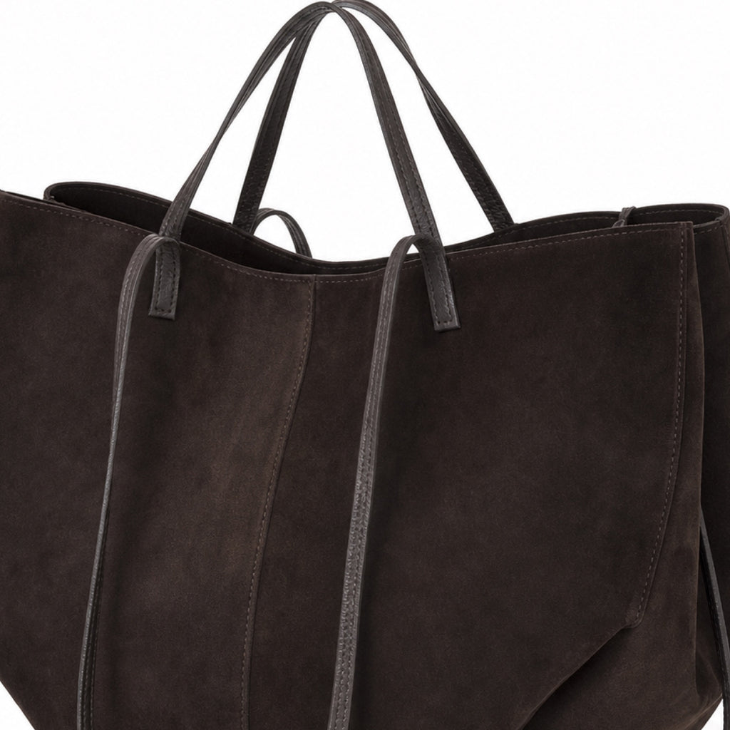 Czekoladowy torebka shopper XL, uchwyty i troczki