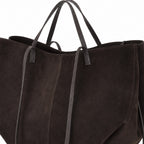 Czekoladowy torebka shopper XL, uchwyty i troczki