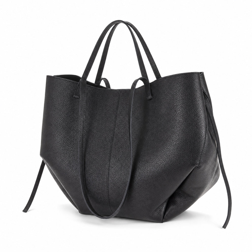 Czarny torebka shopper XL, skos