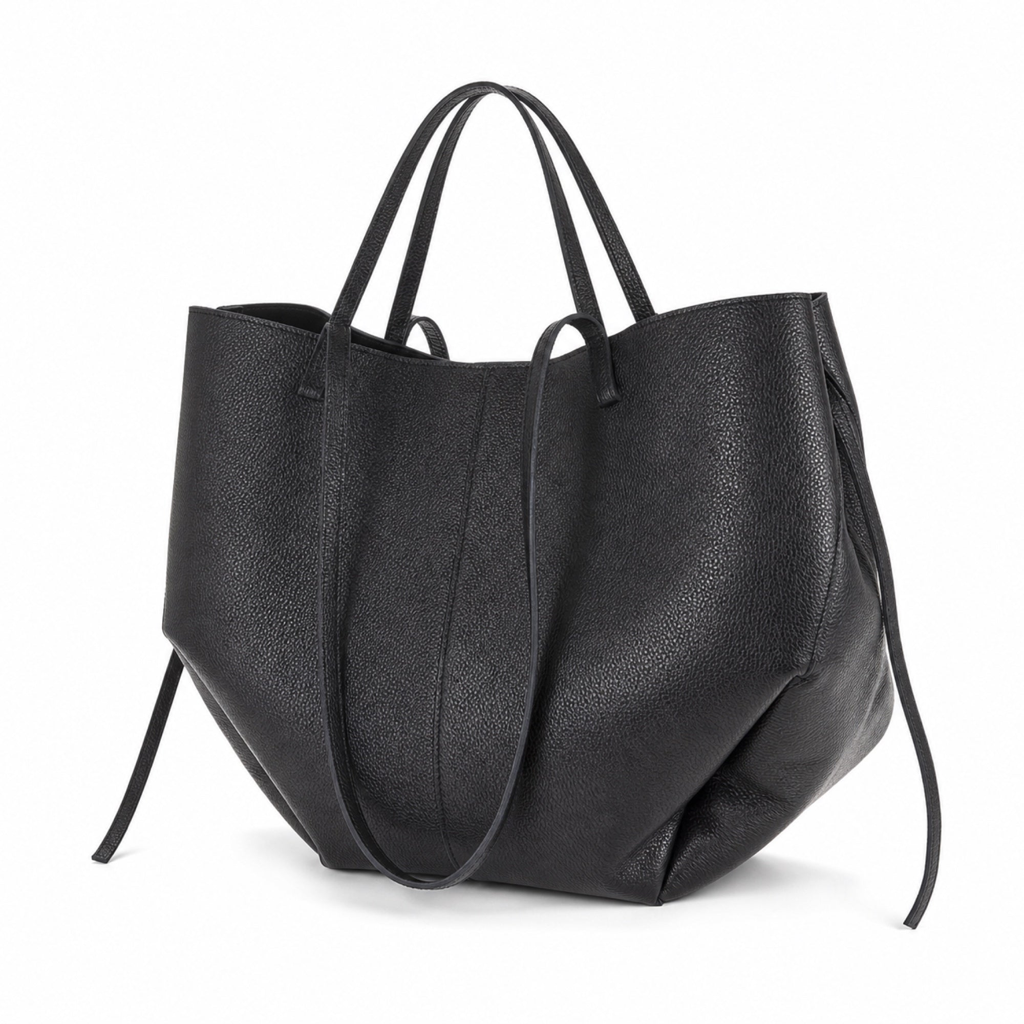Czarny torebka shopper XL, skos