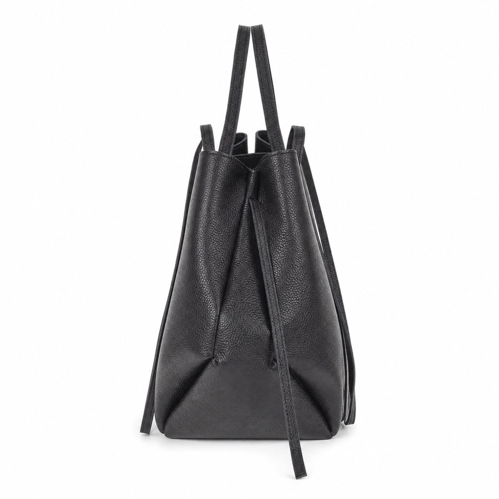Czarny torebka shopper XL, bok