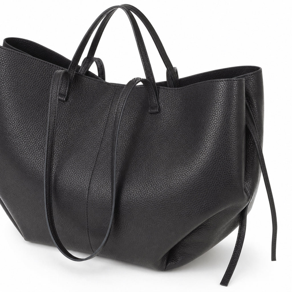 Czarny torebka shopper XL, uchwyty i troczki