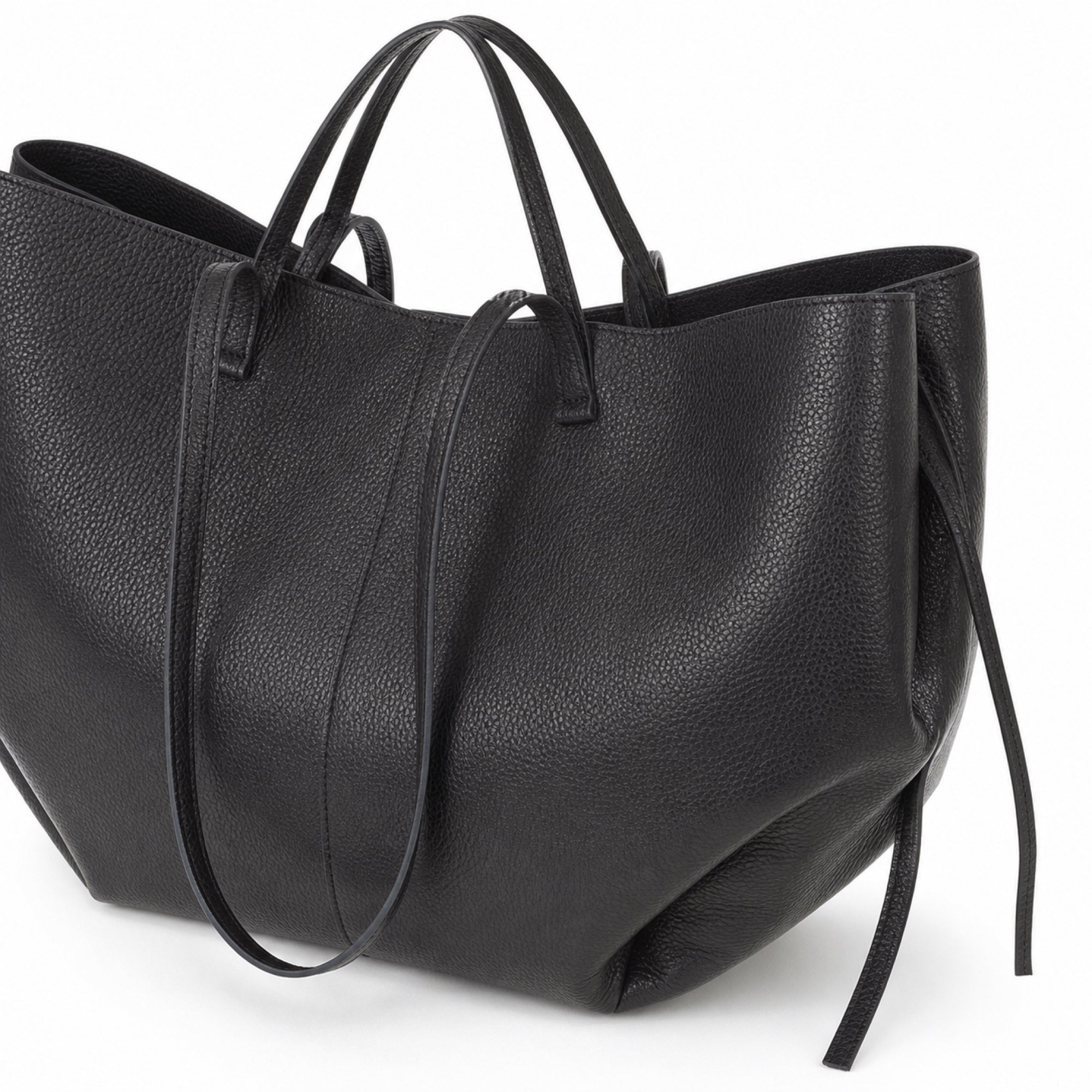 Czarny torebka shopper XL, uchwyty i troczki