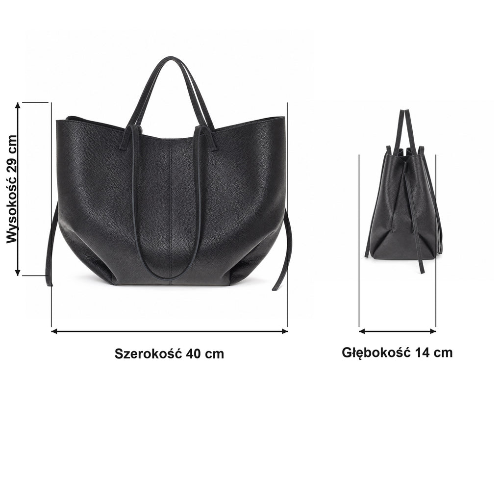 Czarny torebka shopper XL, wymiary