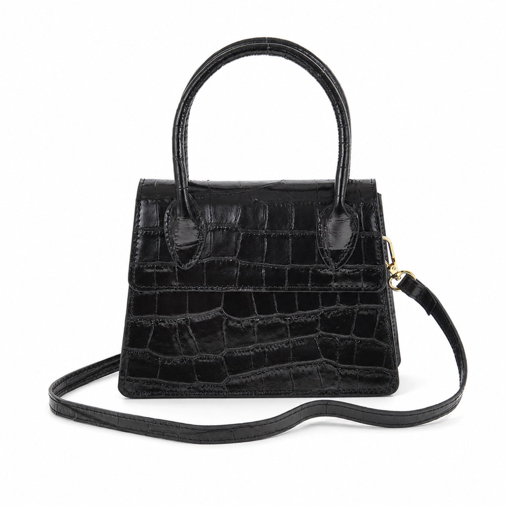 Czarny croco mini torebka croco, packshot