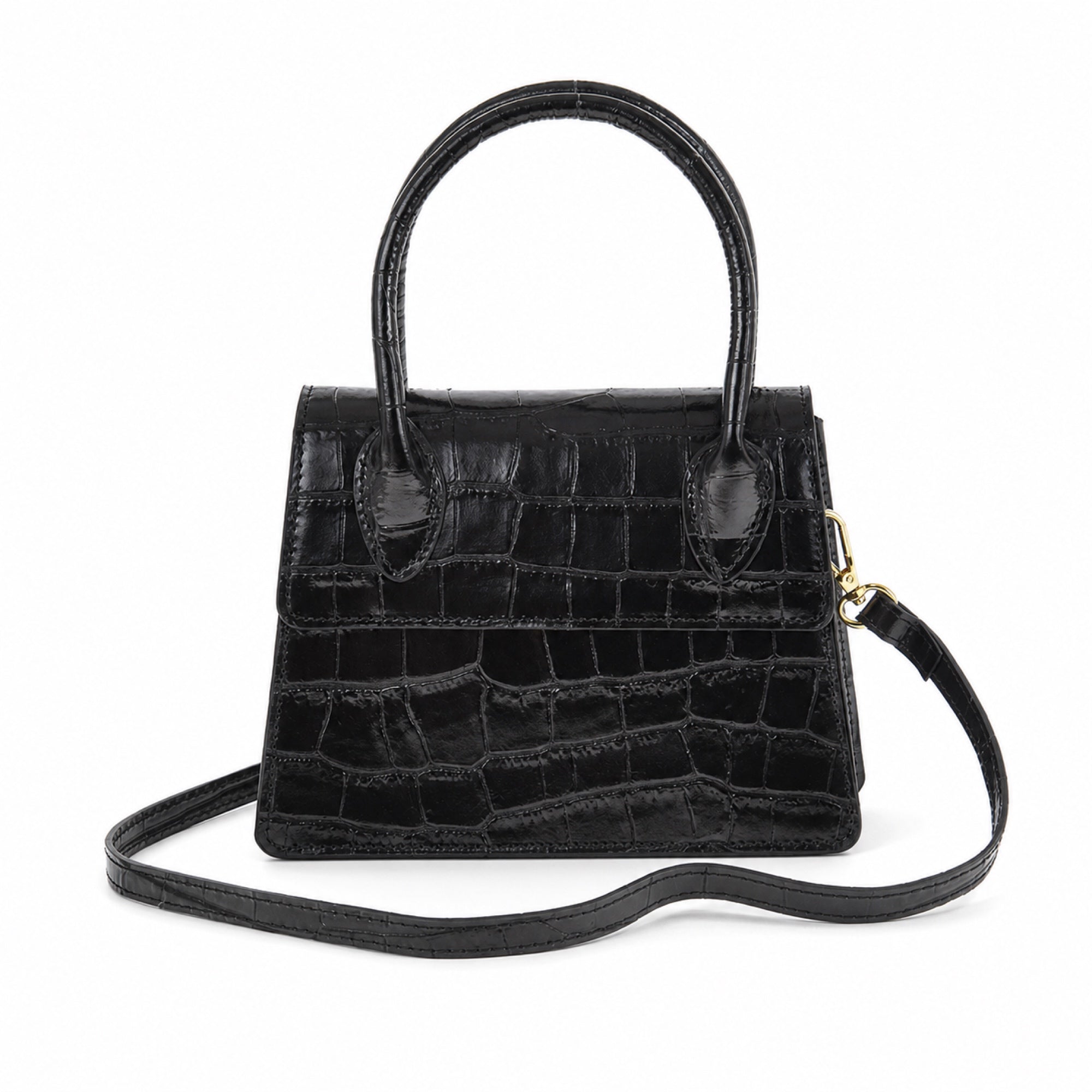 Czarny croco mini torebka croco, packshot