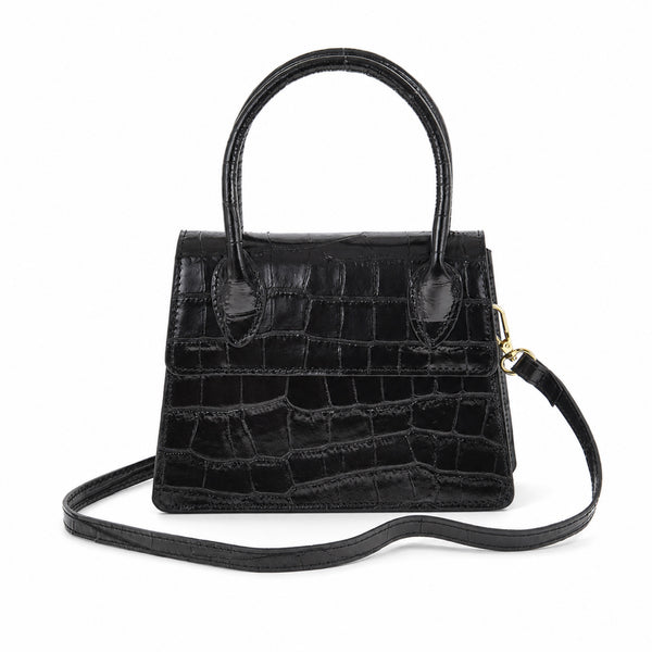 Czarny croco mini torebka croco, packshot