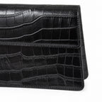 Czarny croco mini torebka croco, faktura croco