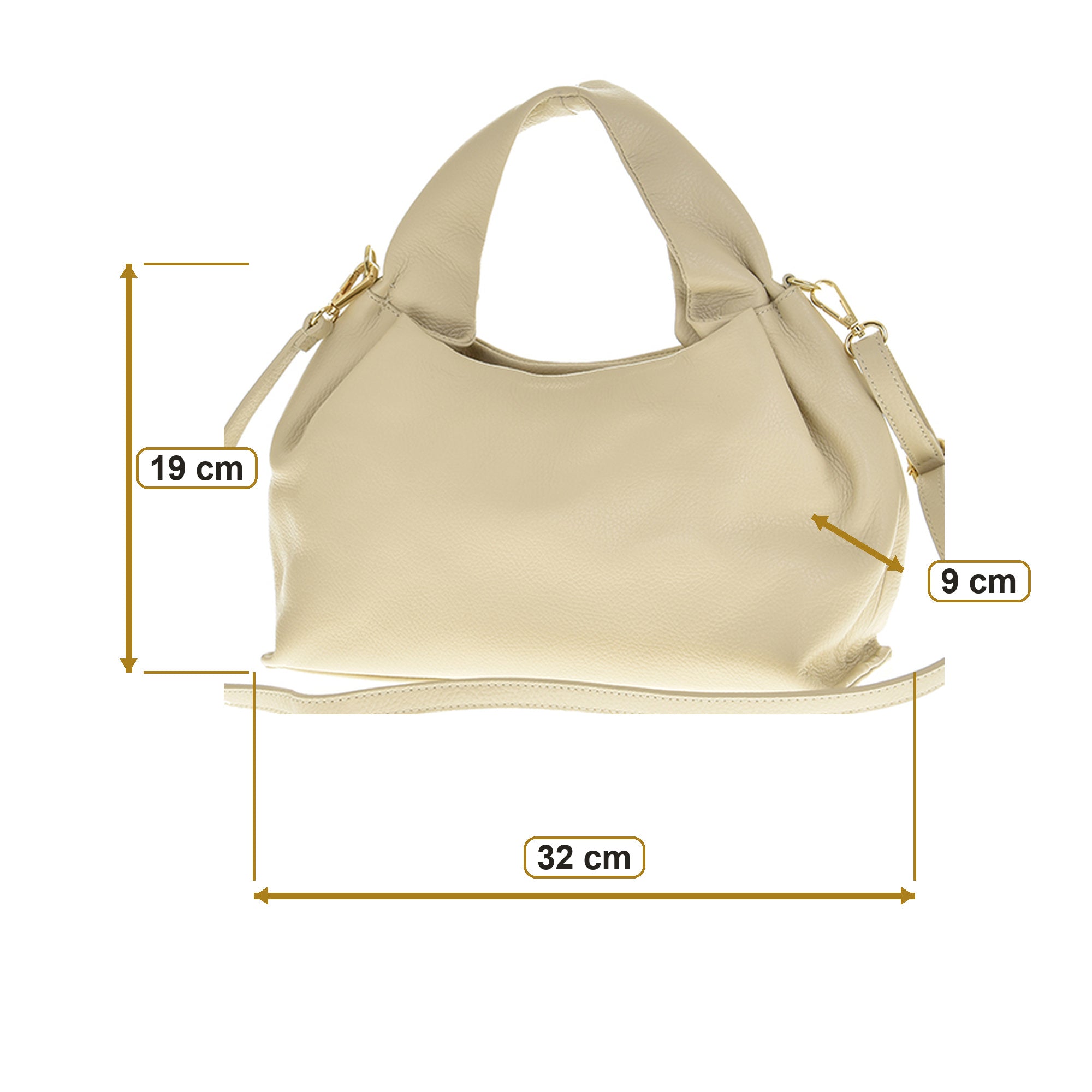 Latte torebka hobo z szerokimi uchwytami, wymiary