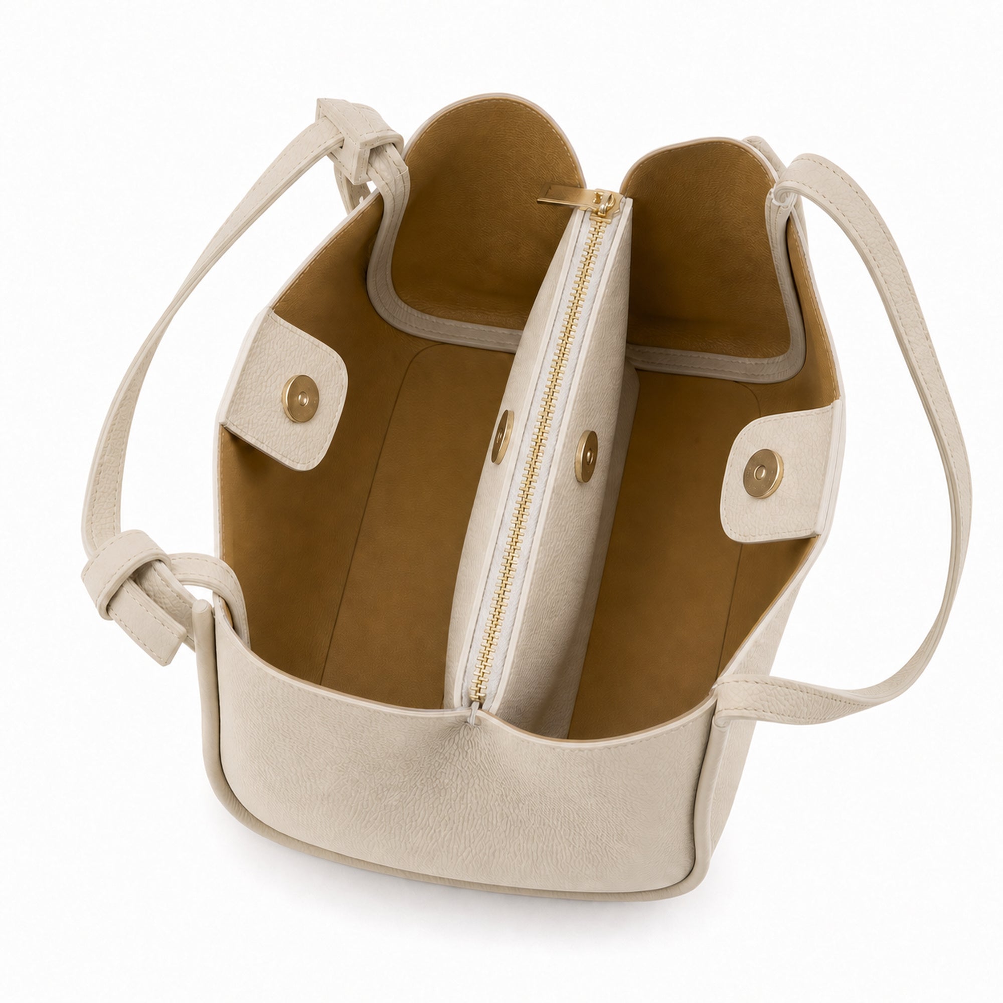 Latte torebka hobo z dwoma uchwytami, wnętrze