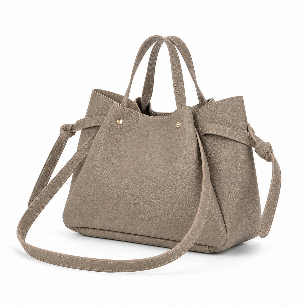 Taupe torebka shopper z organizerem, skos z paskiem