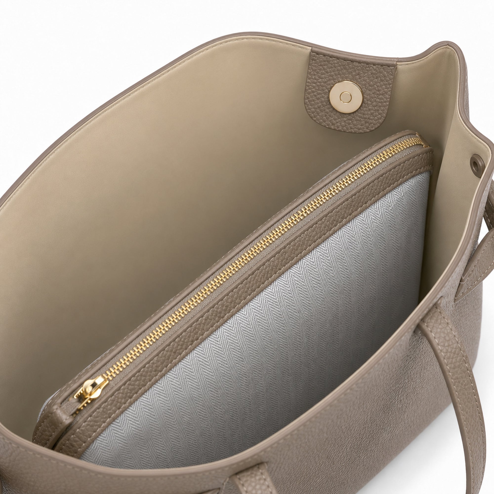 Taupe torebka shopper z organizerem, organizer