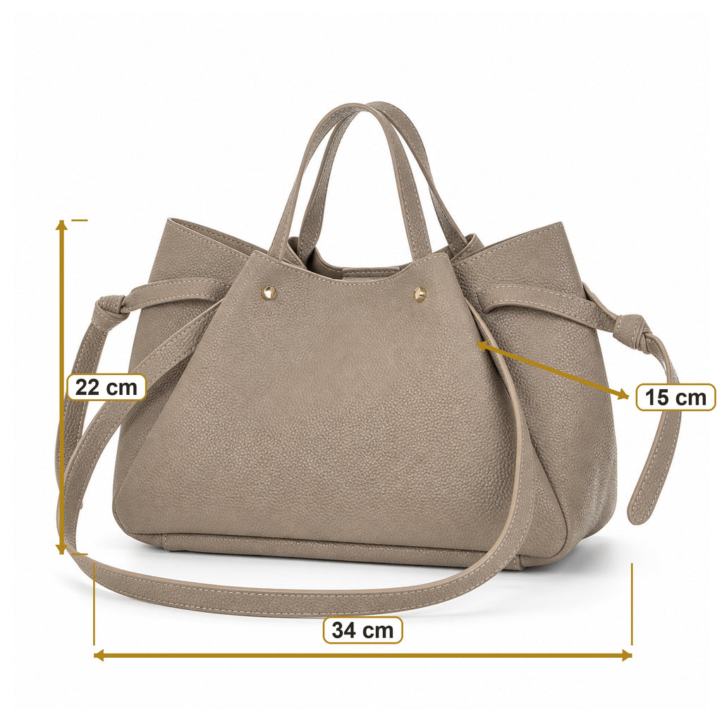Taupe torebka shopper z organizerem, wymiary