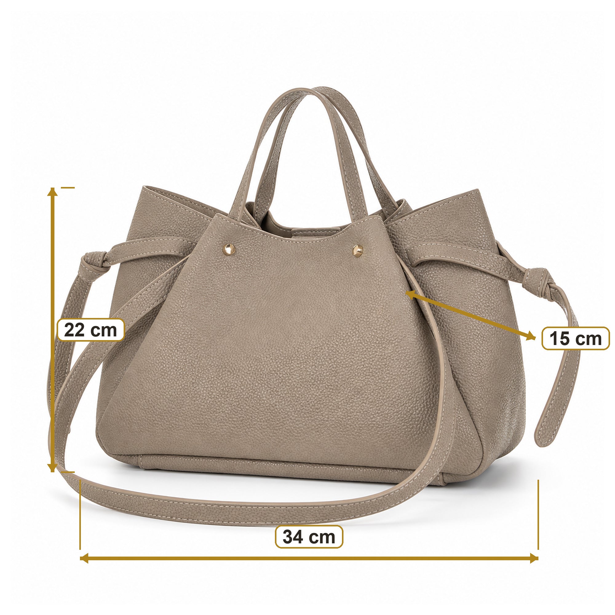 Taupe torebka shopper z organizerem, wymiary