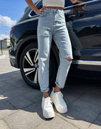 Jasnoniebieski jeansy mom fit, ujęcie 5