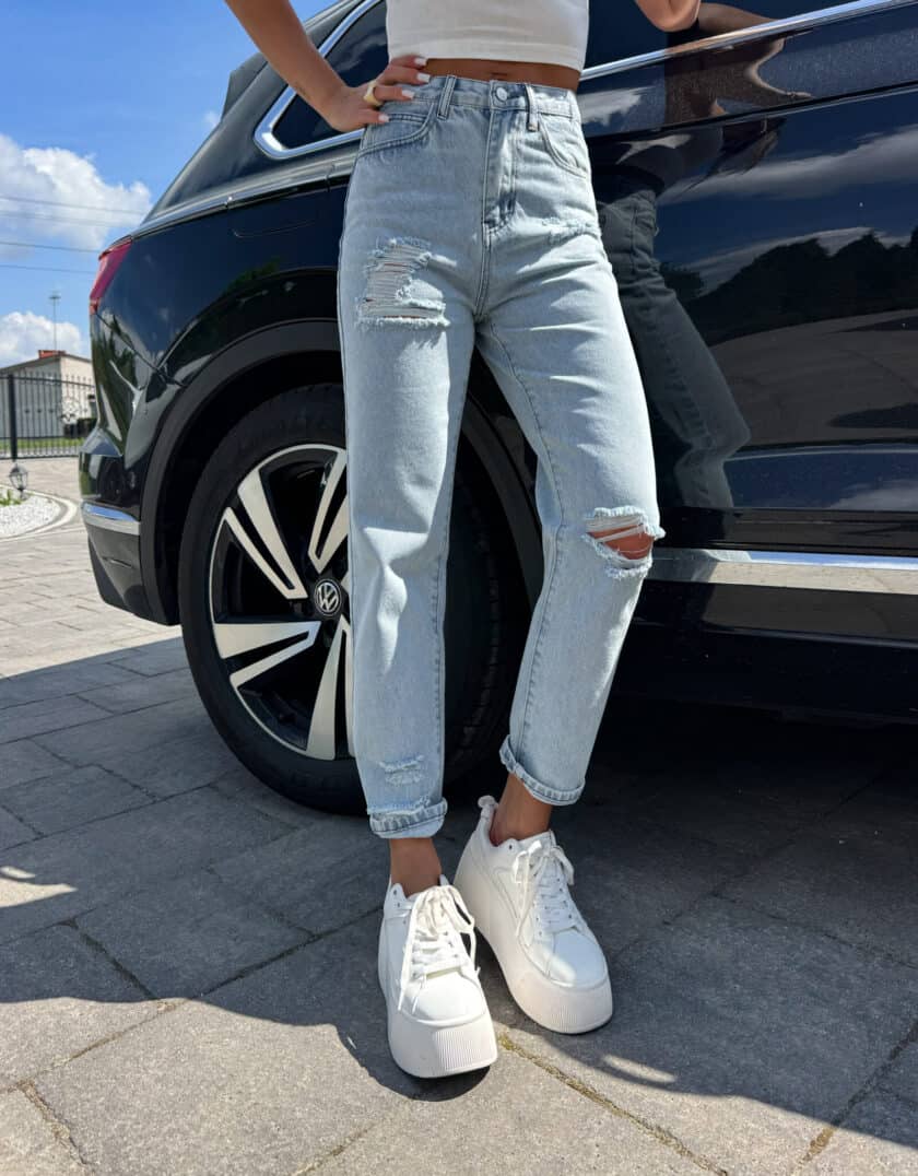 Jasnoniebieski jeansy mom fit, ujęcie 5
