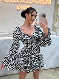 Zebra czarno-biała sukienka mini, zdjęcie główne