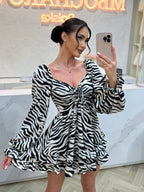 Zebra czarno-biała sukienka mini, zdjęcie główne