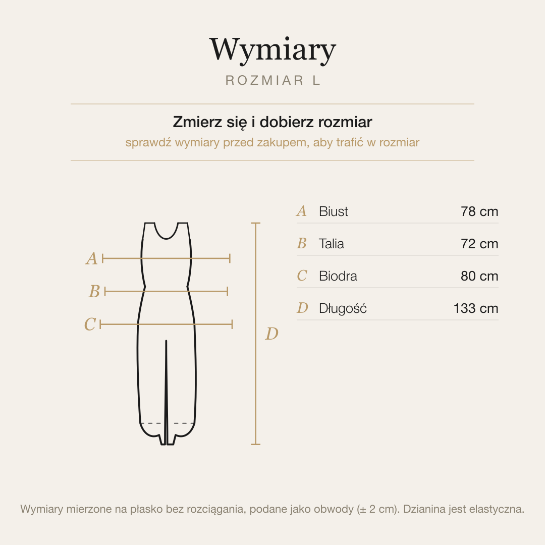 Tabela wymiarów kombinezonu, rozmiar L
